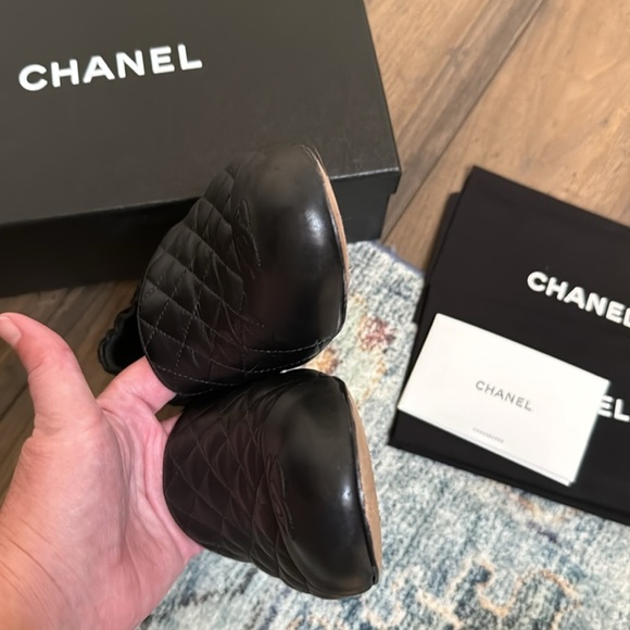 Chanel Matelasse cap toe black ballet loafers size 39.5 - Picture 6 of 11